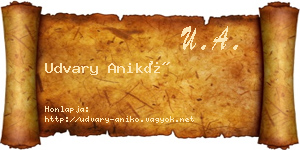 Udvary Anikó névjegykártya